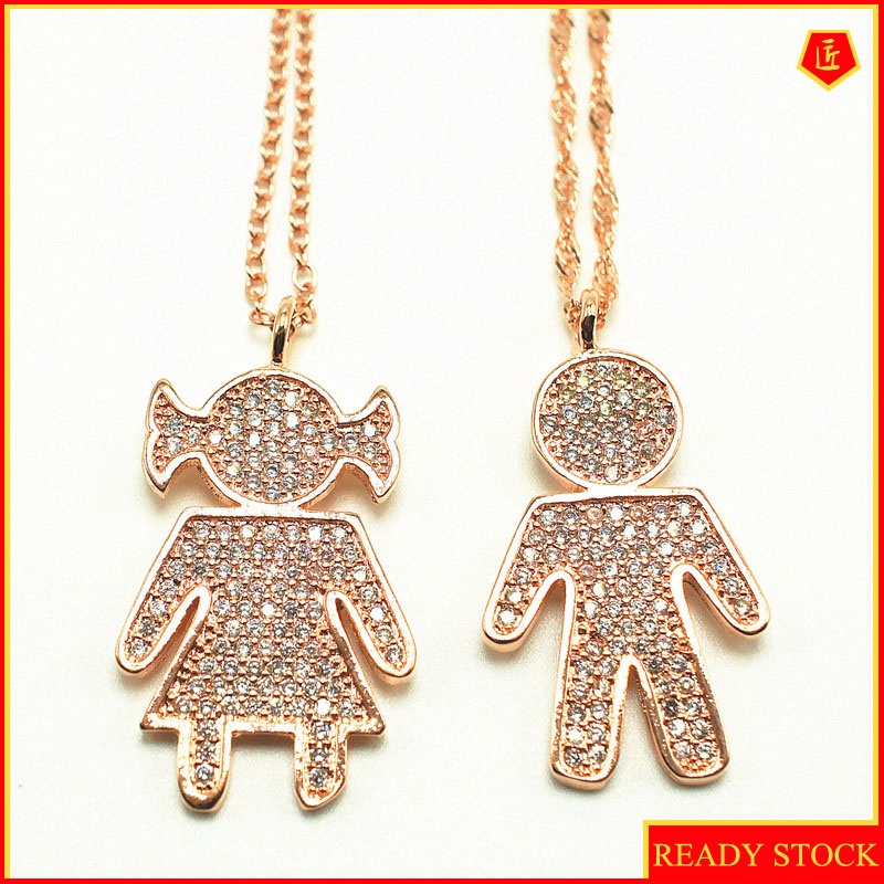 [Ready Stock]European and American Boys and Girls Couple's Pendant Micro-Inlaid Full Diamond