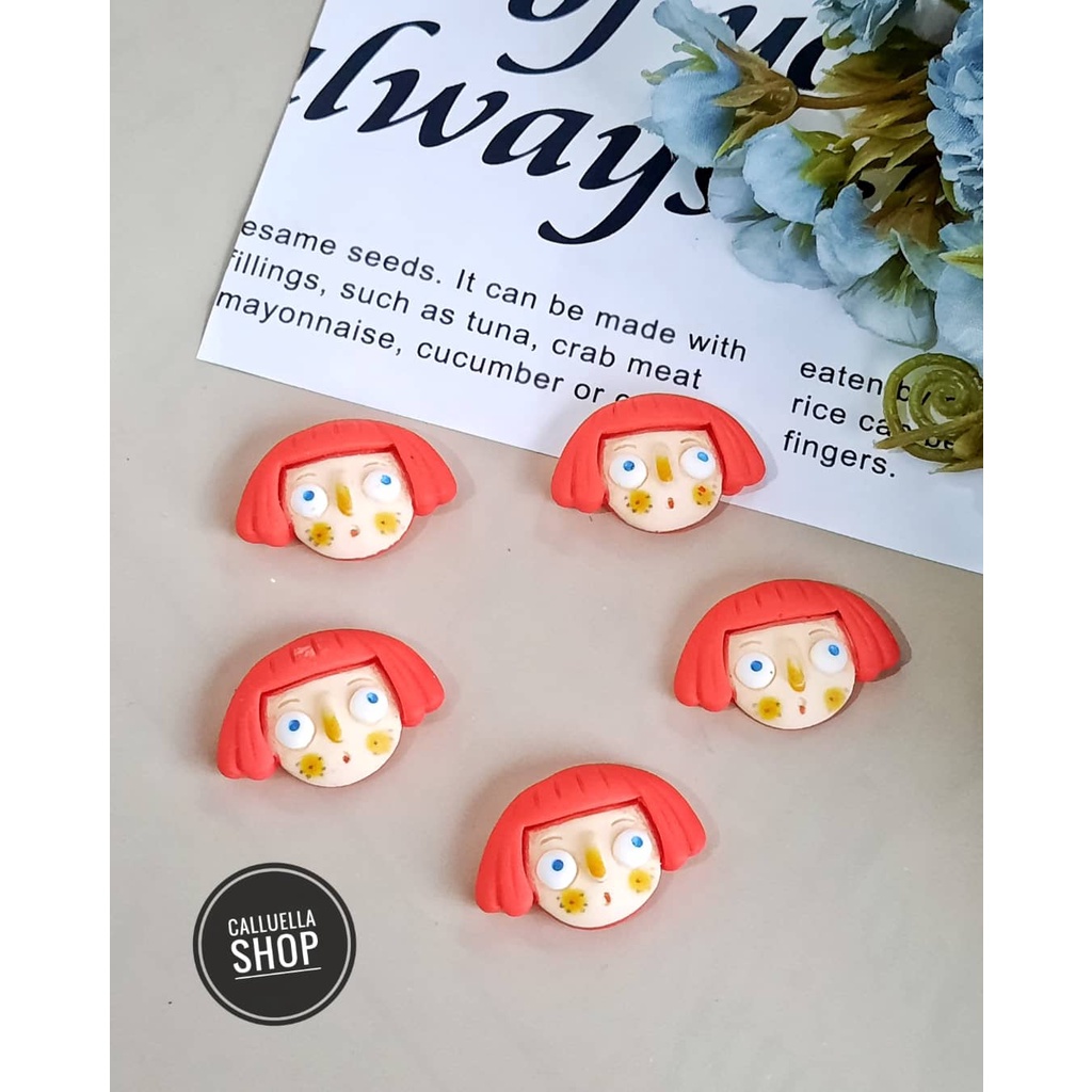 RESIN CLAY TEMPEL MIX MOTIF DAN WARNA MANIK PAREL CINCIN | BAHAN CRAFT CLAY GELANG BROS KALUNG STRAP MASK MASKER PAREL MANIK CRAFT KERAJINAN LUMAJANG FASHION-Cartoon girl A 1bj