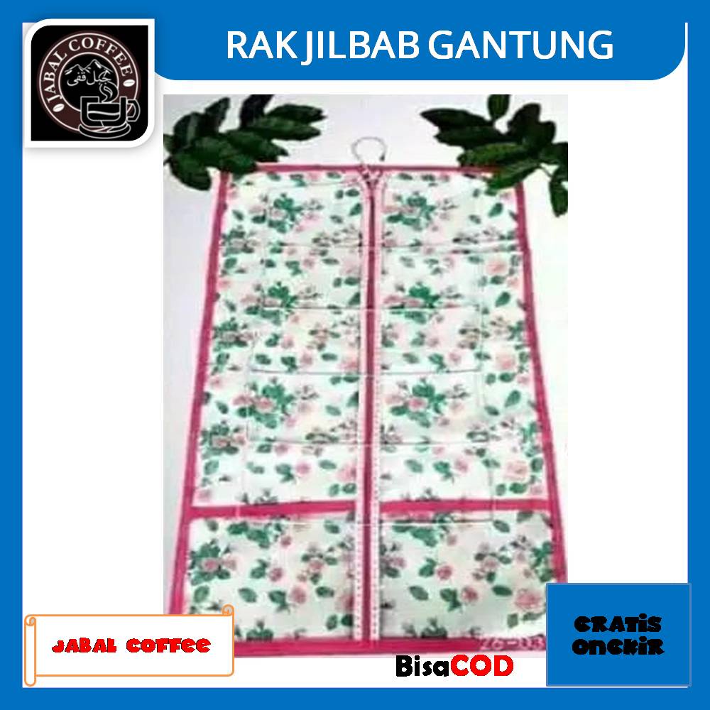 Rak Jilbab Gantung Simbok Resleting Depan 110 Gram / Rak Hijab Serbaguna / Rak Jilbab Gantung Motif Bunga 4 Motif