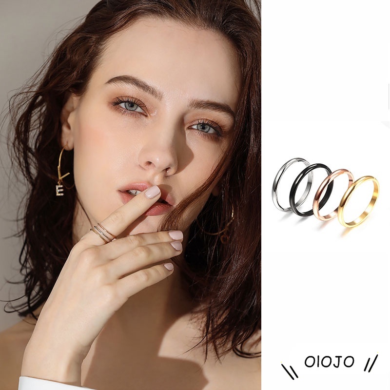 Cincin Pasangan Bahan Stainless Steel Titanium Warna Untuk Pria / Wanita - ol