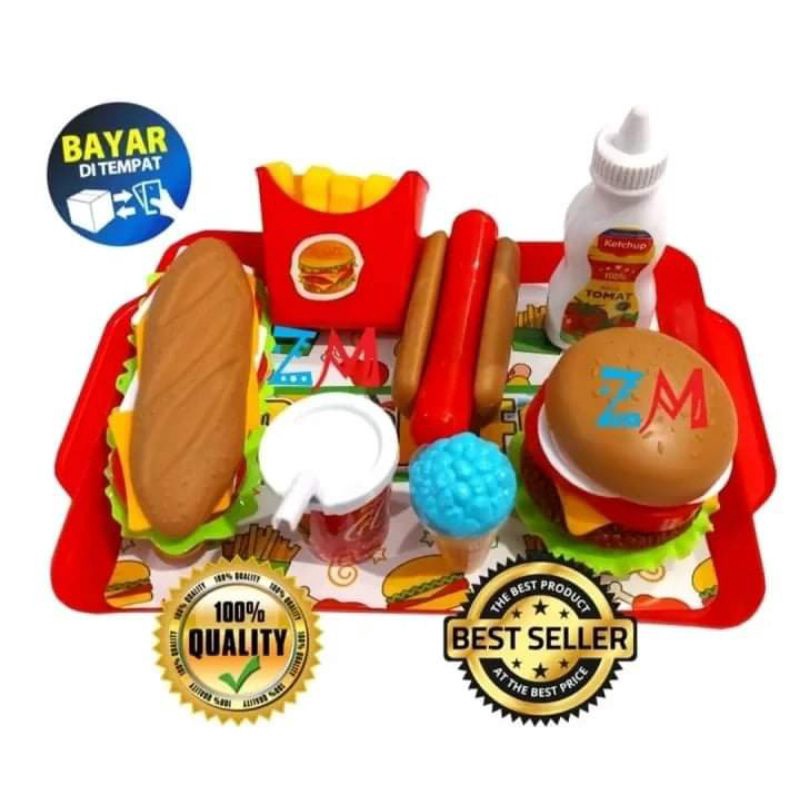 Mainan KFC Hotgod Hamburger Set Nampan - Mainan Anak Hamburger KFC Set Hotdog