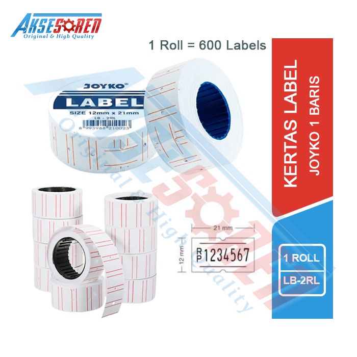 

KERTAS LABEL HARGA JOYKO 1 BARIS [LB-2RL/1 ROLL] / ISI ULANG REFILL PRICE STIKER BARCODE 1 LINE