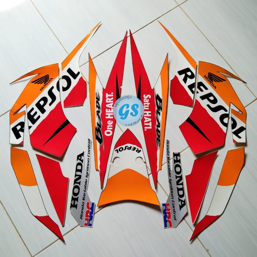 Striping Sticker Motor Honda Blade Repsol 110 2012