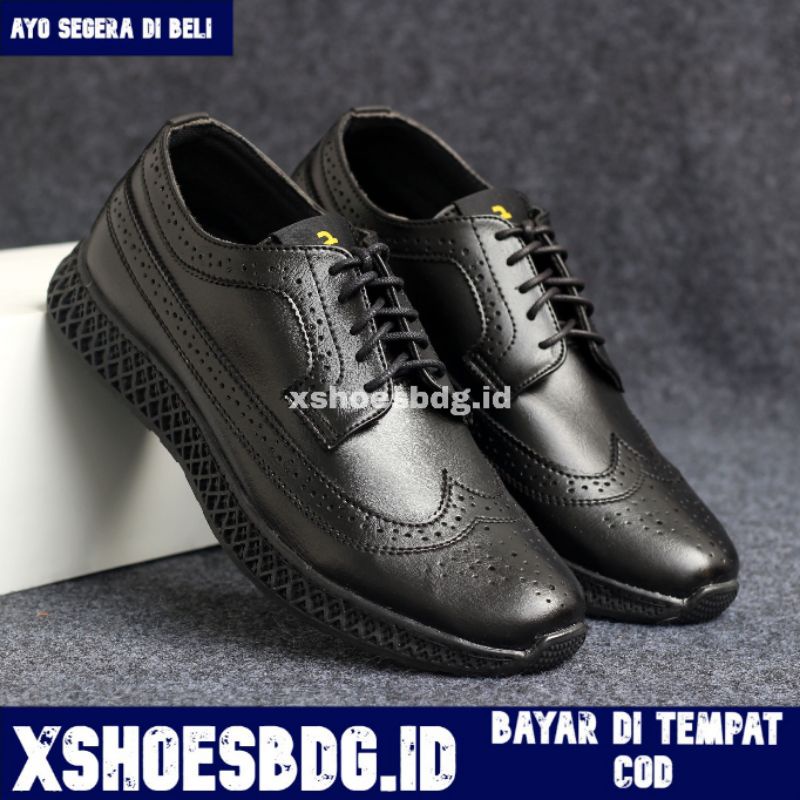 Xshoesbdg.id x Lord Sepatu Formal Pria Pantofel Hitam Pria Casual Kulit Pu Santai Kuliah Kerja Kantor