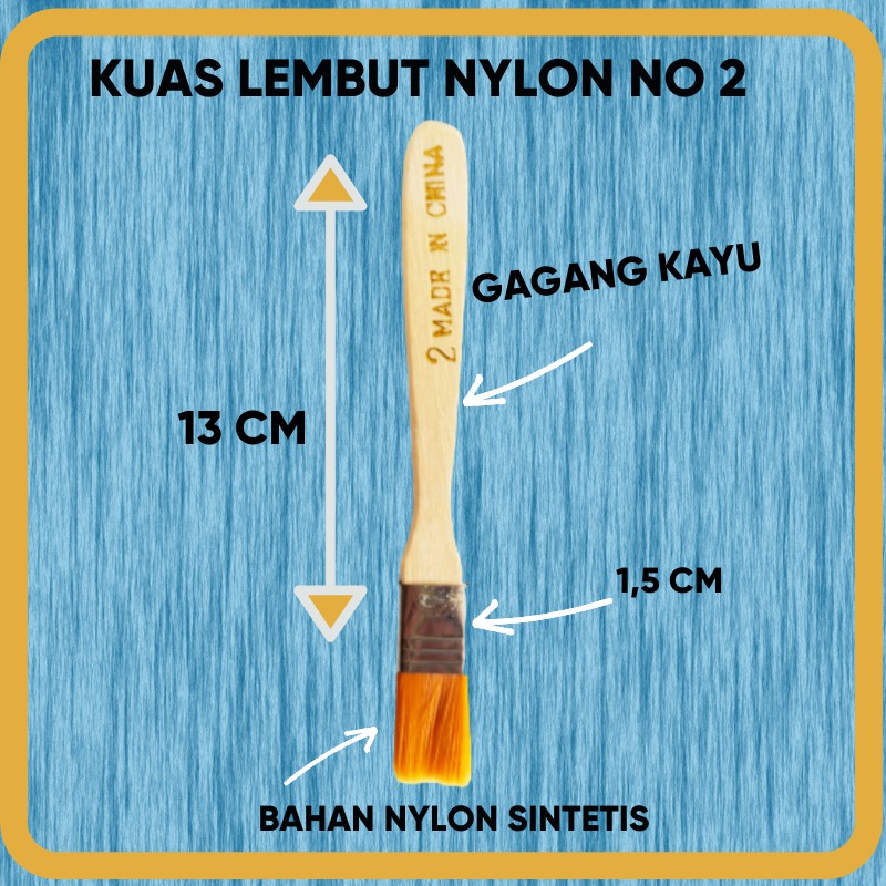 Kuas Decoupage nylon no.2. Kuas nilon Lembut Untuk Kerajinan Decoupage atau craft Lain