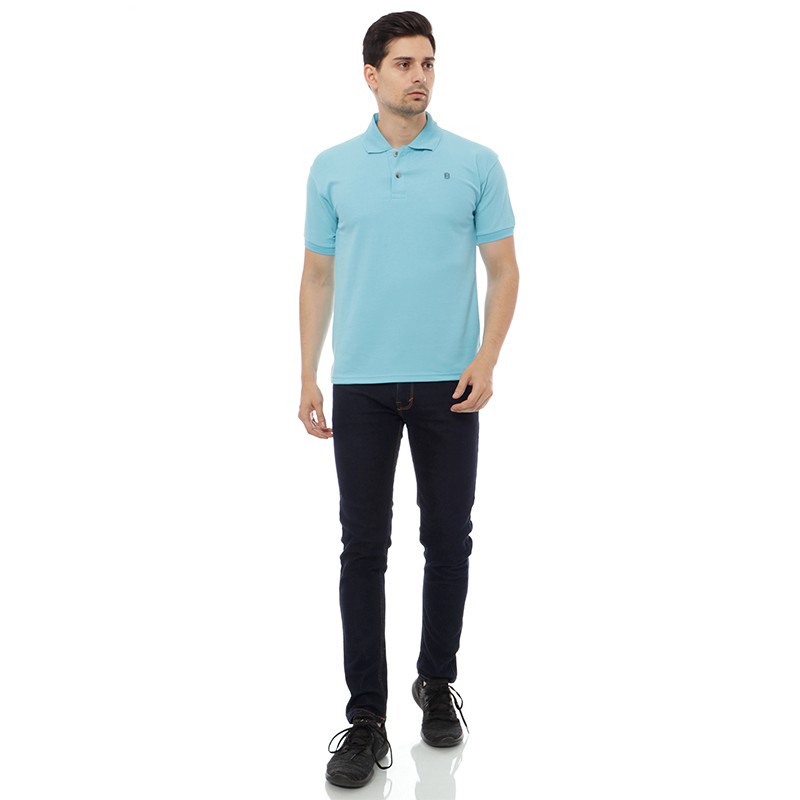 BlueButton Classic Men Embroidery PoloShirt Ocean Blue