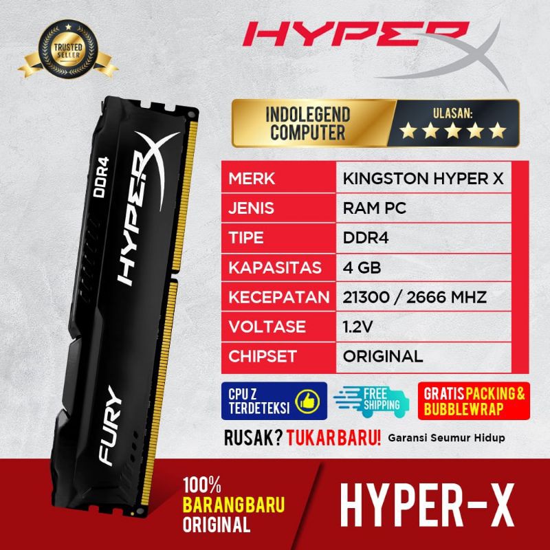 Kingston fury hyper x ddr4 4gb pc2666