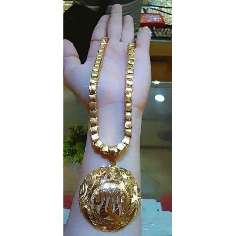 set perhiasan kalung+Liontin motif padi bahan emas muda kalung 10suku