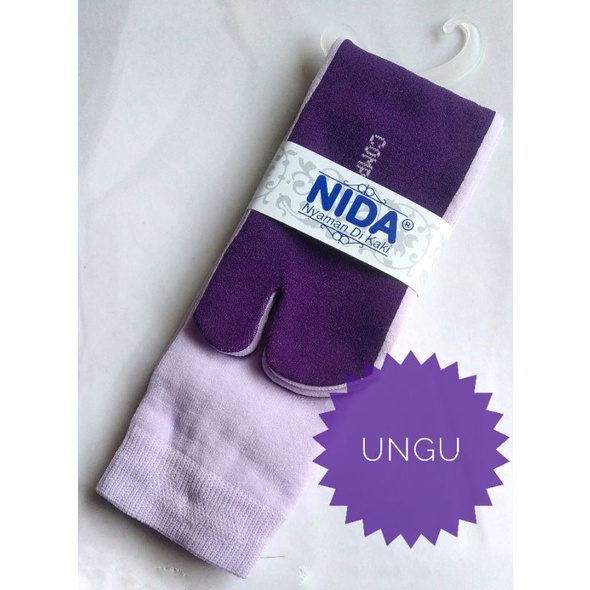 Kaos Kaki Nida Panjang Muslimah Telapak Hitam Jempol Polos Murah Malang-Ungu