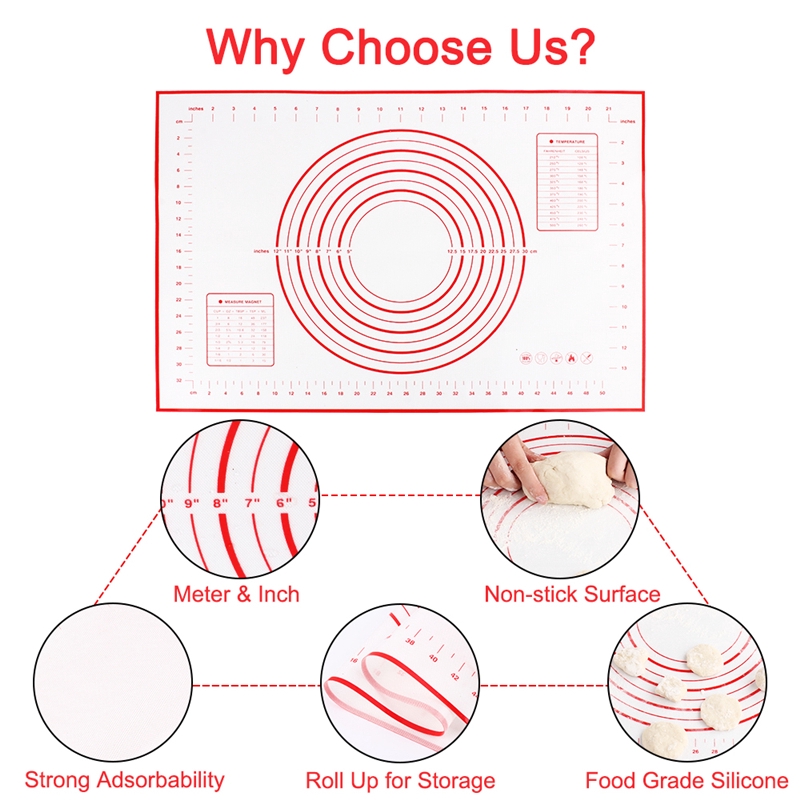 Non-Stick Silicone Baking Rolling Mat,Cookie Rolling Pad With Measurement,Bakeware Cooking Tools