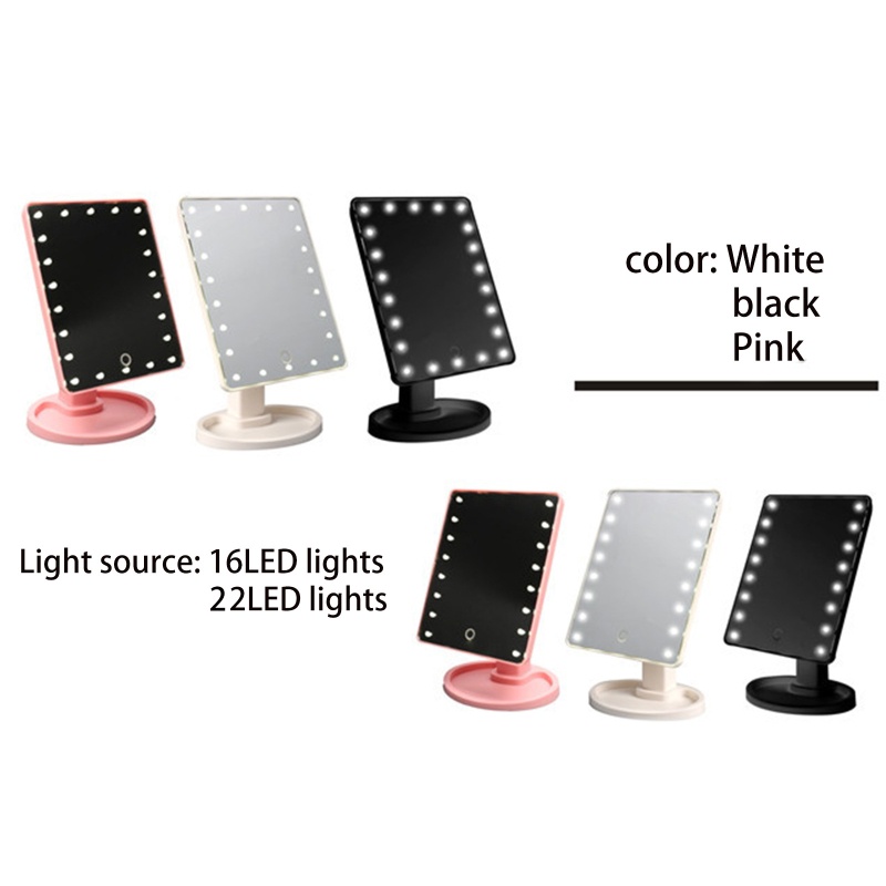 Gro Cermin Makeup 16 / 22 LED Touchscreen Bisa Berputar 360 Derajat