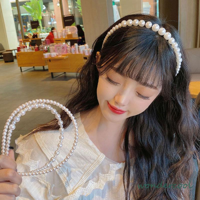 Pearl Headband Headband Aksesoris Rambut Anak Manik-manik Tangan Putri-Won