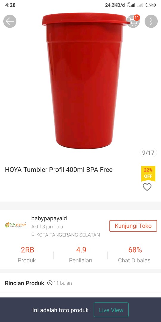Hoya Tumbler Profil 400ml Bpa Free