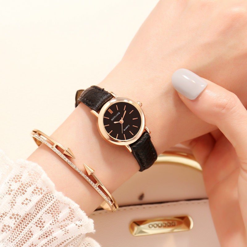 Watchyou Jam Tangan Wanita INS Fashion Kulit Retro Round Small Women Watches Analog-4