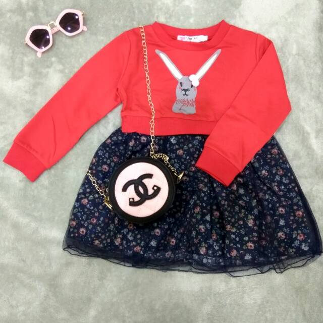 DRESS ANAK CEWEK IMPORT BRANDED, BUNNY DRESS PESTA ANAK, BAJU PESTA ANAK CEWEK, BAJU DRESS IMLEK CNY