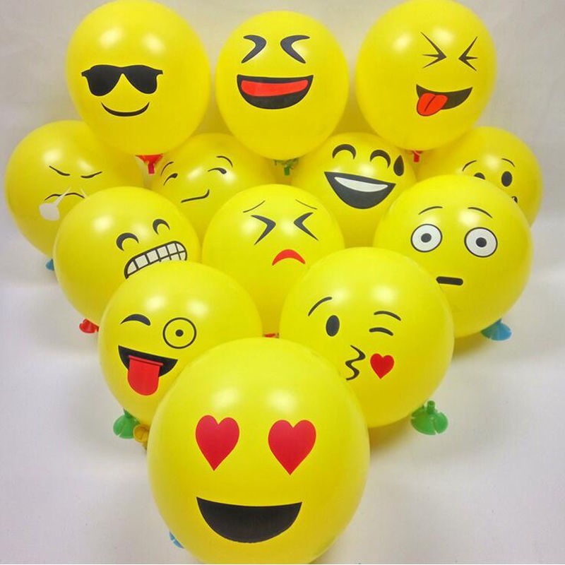 10Pcs Balon Latex Motif Emoji Smiley Face untuk Dekorasi Pesta Ulang Tahun / Pernikahan 12inch