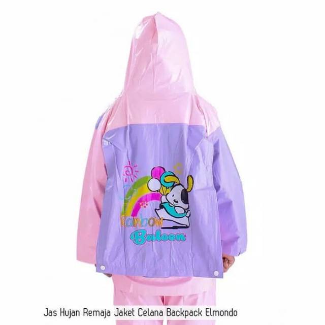 Jas Hujan Anak Jaket Celana Back Pack Elmondo 606