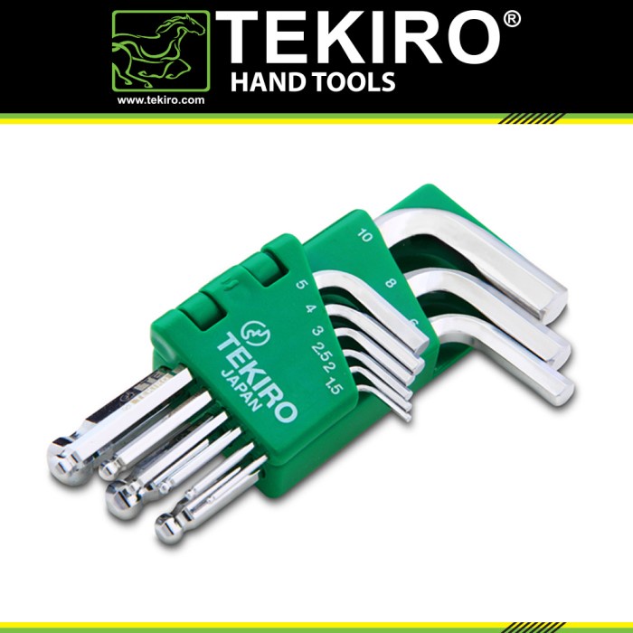 TEKIRO KUNCI L SET 9 PCS BALLPOINT 1.5-10MM (PENDEK) /KUNCI L SET