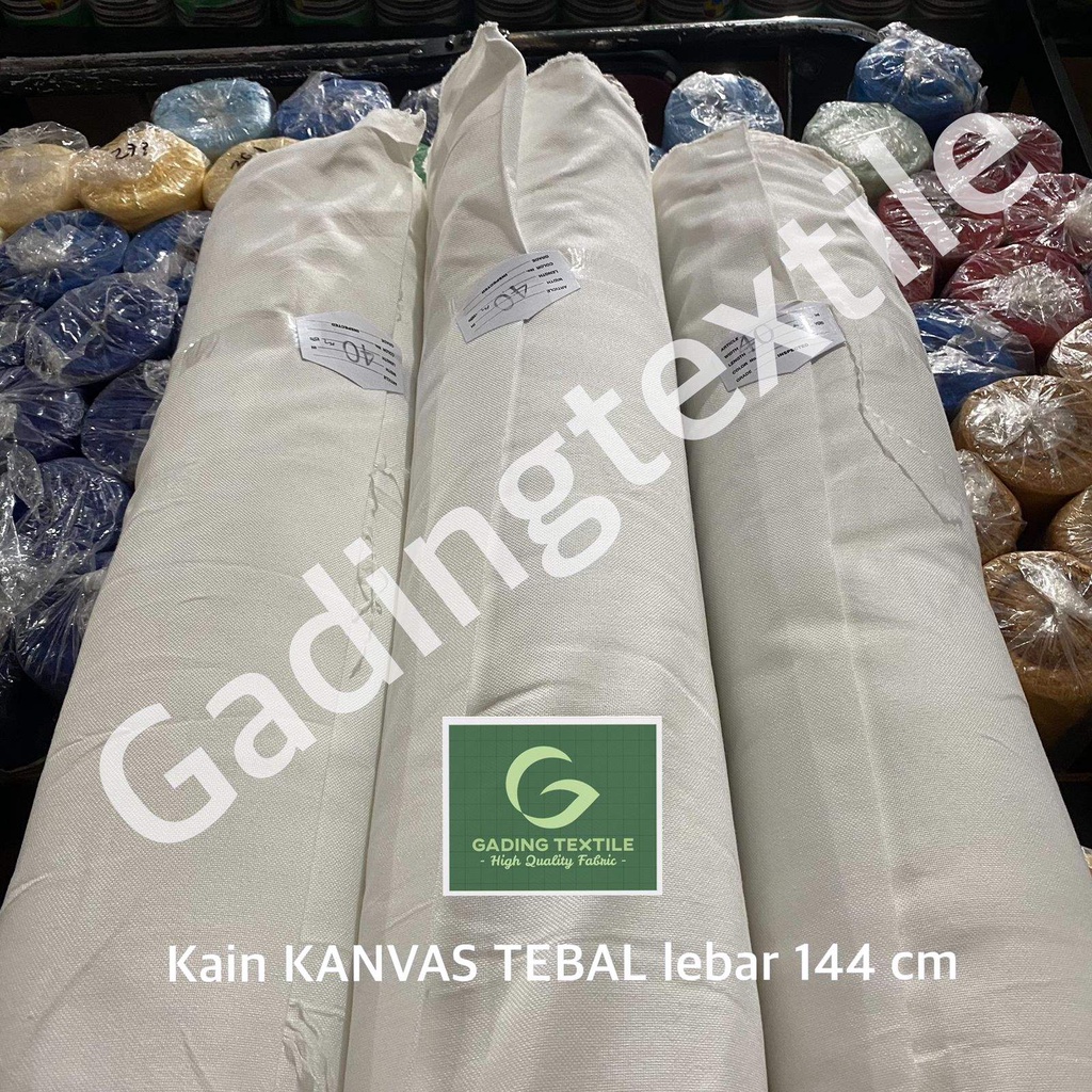 ( per setengah meter ) kain KANVAS TEBAL canvas gray greige lebar 144 cm warna putih beras BW meteran bahan diy tas totebag tote goodie bag souvenir alas sepatu dekorasi dekor tirai hordeng gorden alas piknik kerajinan tangan printing sublime sublim