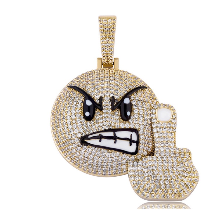 Kalung Liontin Desain Jari Tengah Vertikal Gaya Hip Hop Untuk Pria
