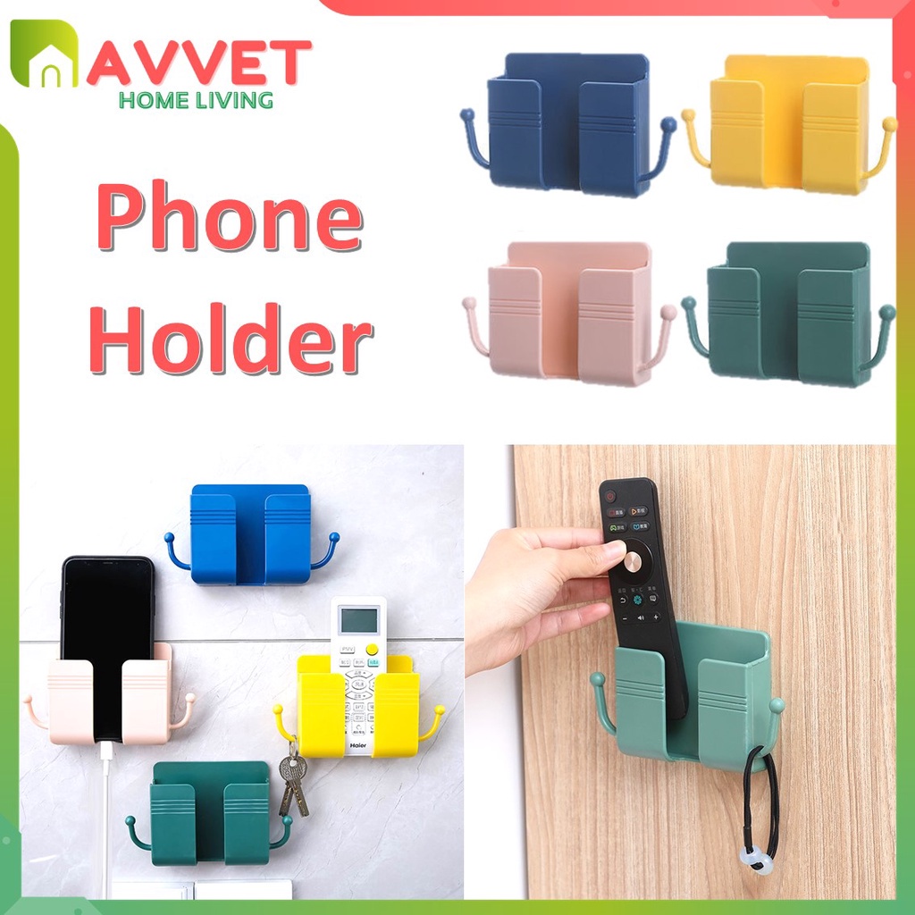 AVVET Holder HP Tempel Dinding Rak Serbaguna Colokan HP Remot Tempel Tembok Wall Phone Holder Tempat Handphone &amp; Remote TV Import Murah