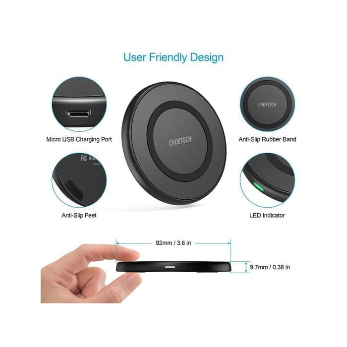 Wireless charging pad choetech T526-S 10w 1.8a-2a Qi-enabled fast charge T526S