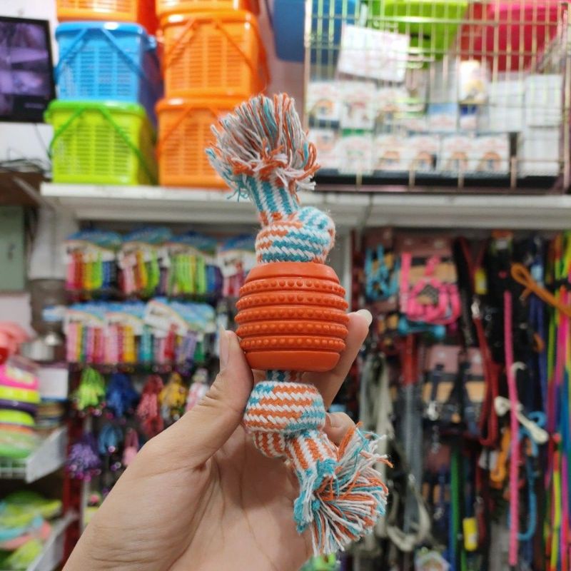 MAINAN ANJING GIGITAN TALI TAMBANG DAN BOLA SIZE-DOG TOY ROPE BALL