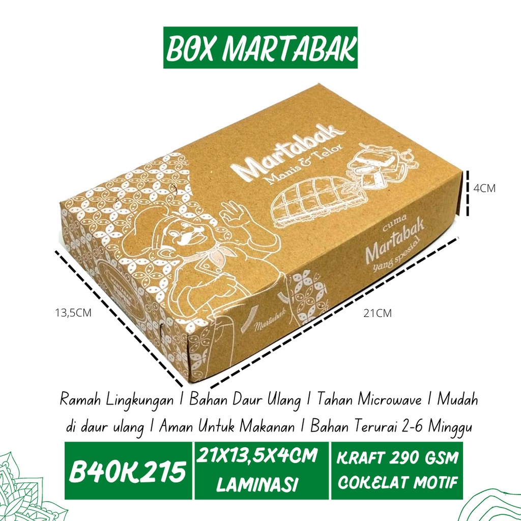 Box Martabak Telor Dus Martabak Manis (B40K215-21X13.5X4 Cm)