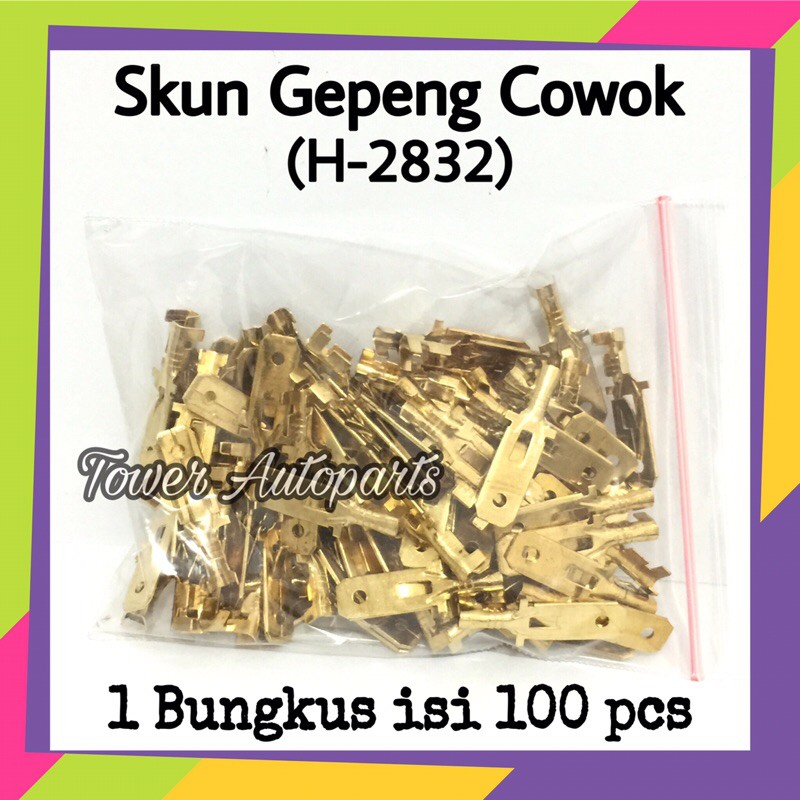 (Paket Murah 100pcs) Terminal Skun Gepeng Cowok Cowo - Laki Male H-2832 High Quality