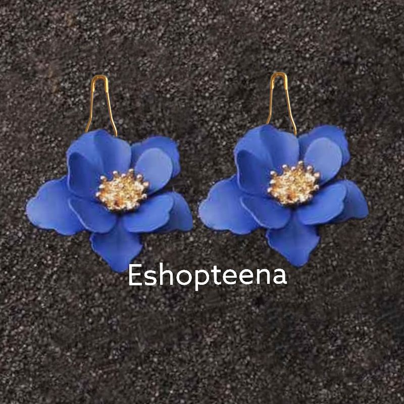 A40 anting hijab bunga kelopak ganda gold_anting jilbab