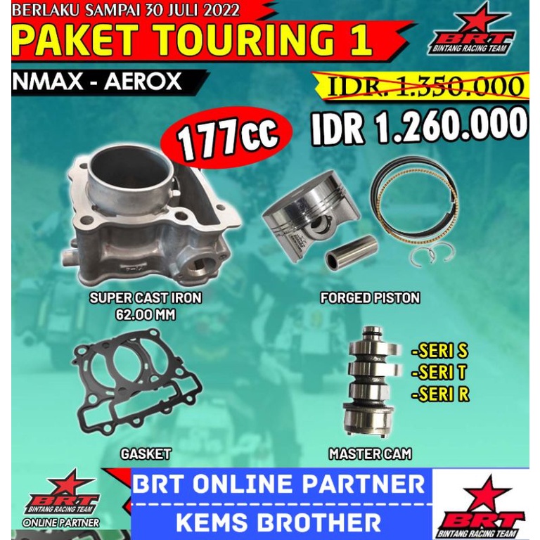 BLOK AEROX NMAX BRT PISTON 62MM PLUS MASTERCAM TOURING 1