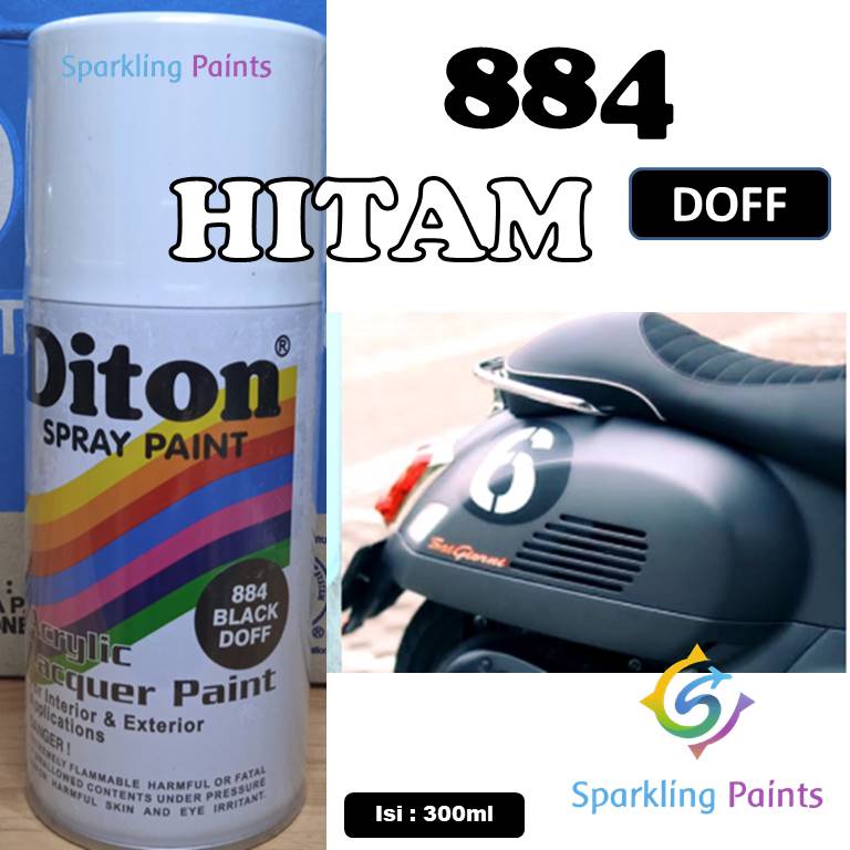 Pilox Diton Black Doff 884 Warna Hitam Dof Dop Flat Cat Pilok 300ml