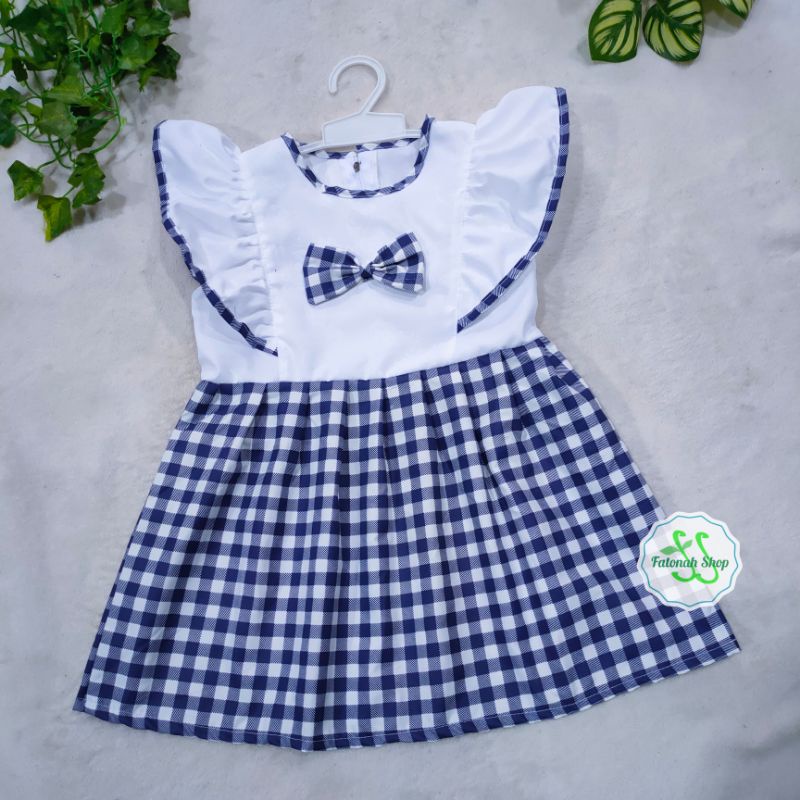 Dress Anak 1 2 tahun anime motif kotak jepang baju  anak cewek perempuan unik ( dress anime kotak)