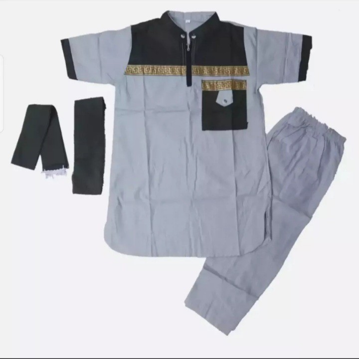 Setelan Koko Anak Pakistan Lengan Pendek - Abu abu