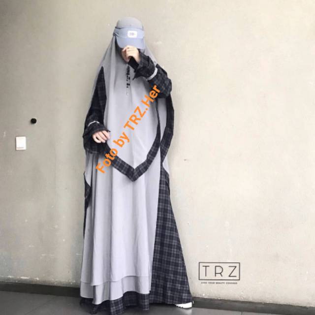 Gamis Syari Set by TRZ.Her ( Muse Grey )