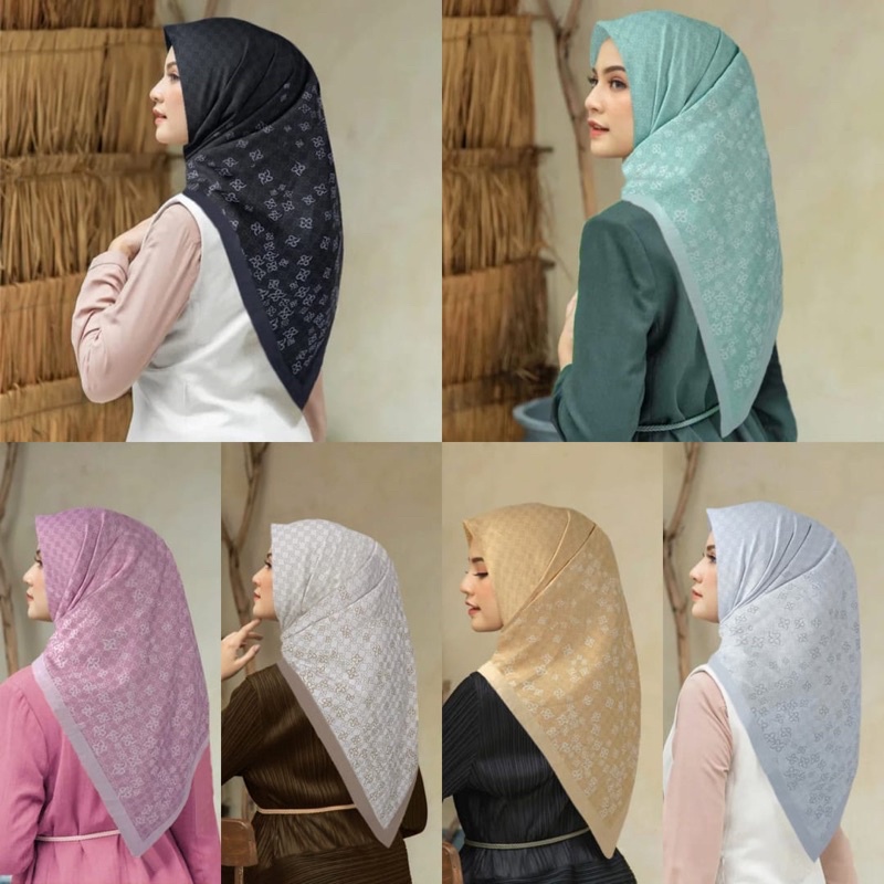 Diskon !! Hijab Segiempat Voal Motif Jindan | Jilbab Voal | Kerudung Segiempat Voal