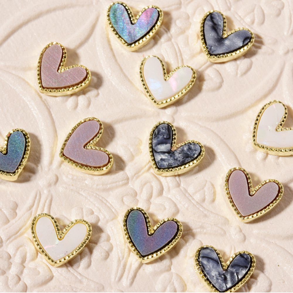 Mxbeauty 10pcs Ornamen Berlian Imitasi Bentuk Hati 3d Bahan Alloy Untuk Dekorasi Nail Art