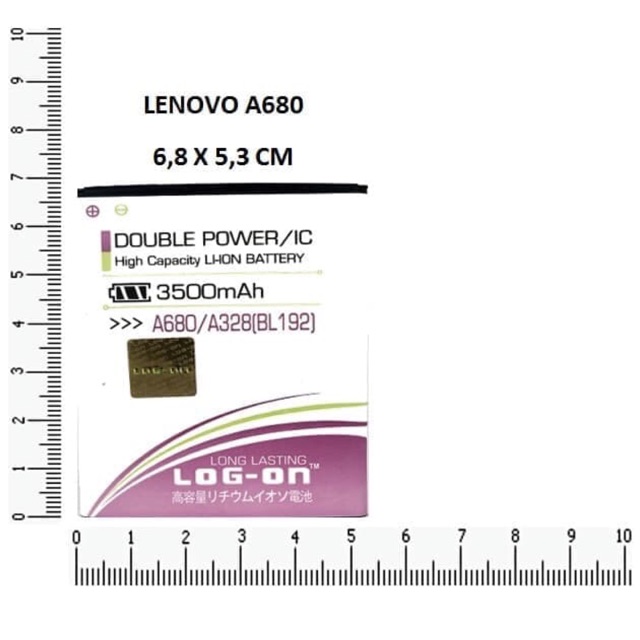 BATERAI LOG ON DOUBLE POWER LENOVO A328 A680 BL192 BL 192 BL-192