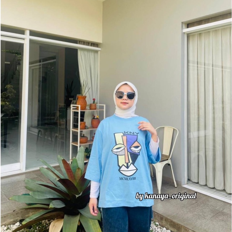 Kanaya Kaos Oversize Wanita Hijab / Style Kaos Oversize Wanita / Outfit Kaos Oversize / Kaos Lengan 