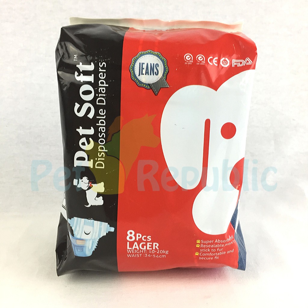 

Dog Disposable Diapers PETSOFT Motif JEANS Large