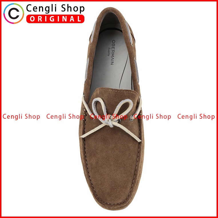 SEPATU OBERMAIN PRIA ORIGINAL SLIP ON CASUAL KULIT TERBARU COKLAT OM02
