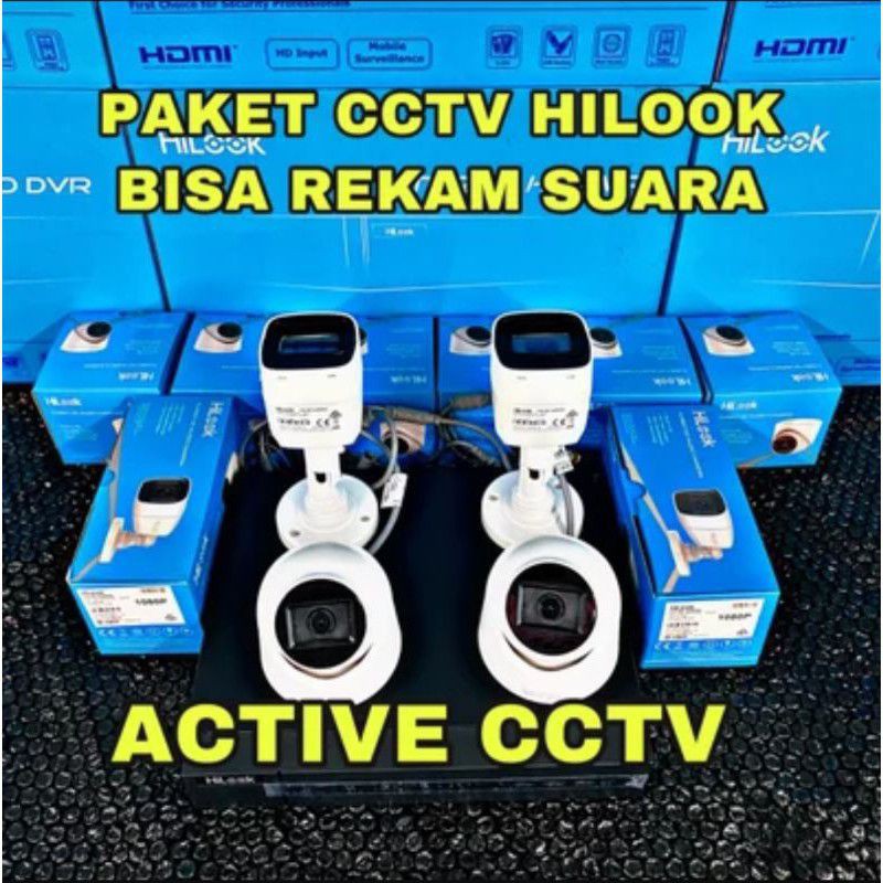 paket camera cctv 4 kamera hilook 2mp audio built in mic 8channel 8ch