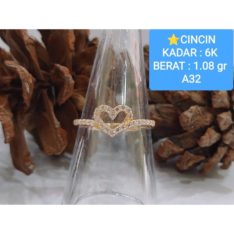 Cincin love wanita dewasa kadar 300/6karat mata putih