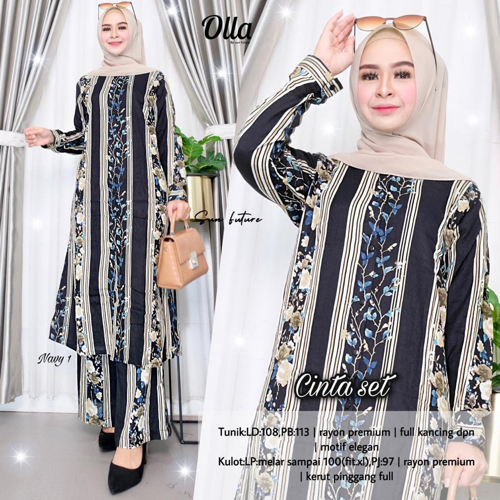 Gamis Cinta Set Rayon Premium Kancing Depan