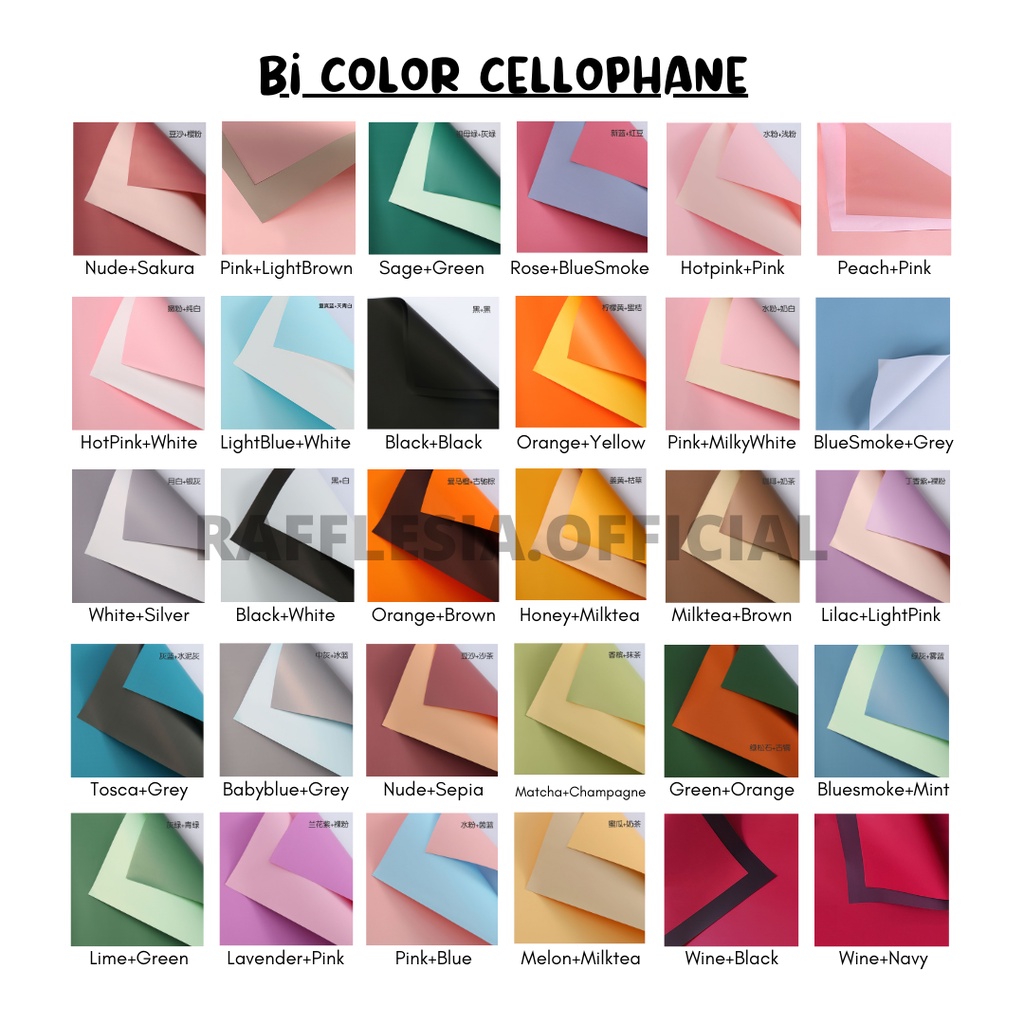 

[5 LEMBAR] FLOWER WRAPPING BI COLOR CELLOPHANE 60X60 CM WATERPROOF KERTAS BUKET BUNGA