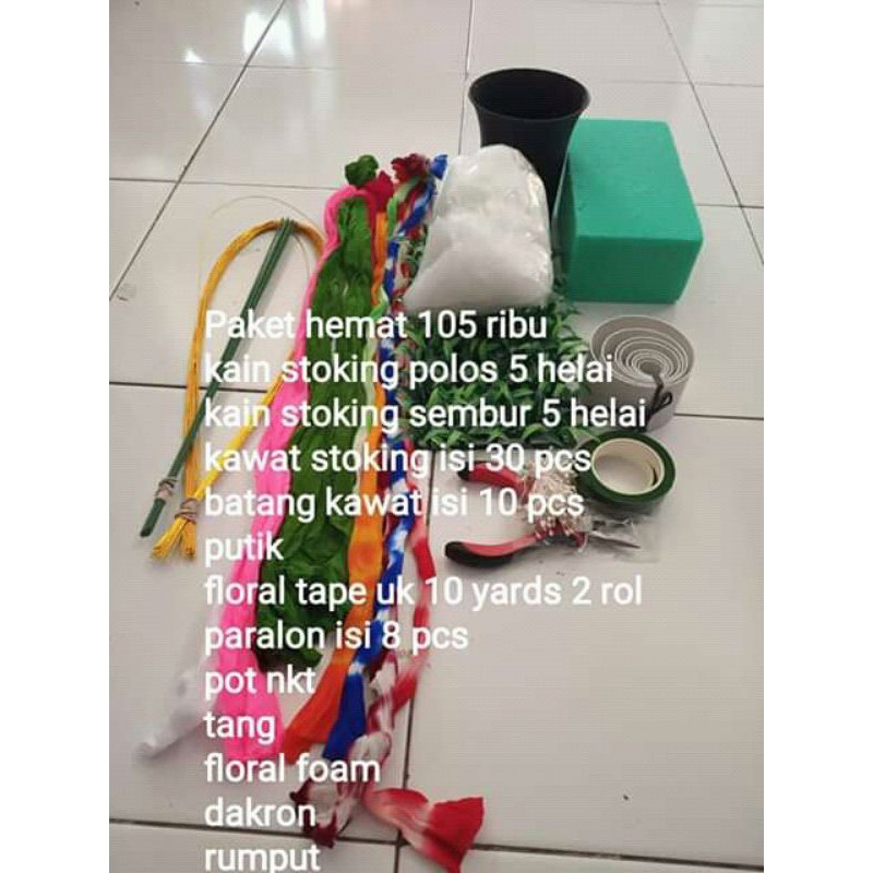 paket jumbo 2 paket bahan kain stoking bunga