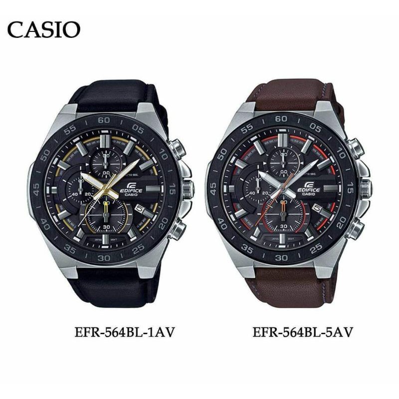 Jam Tangan Pria Merk Casio Edifice Type Efr-564 Leathers Original Bm Baterai