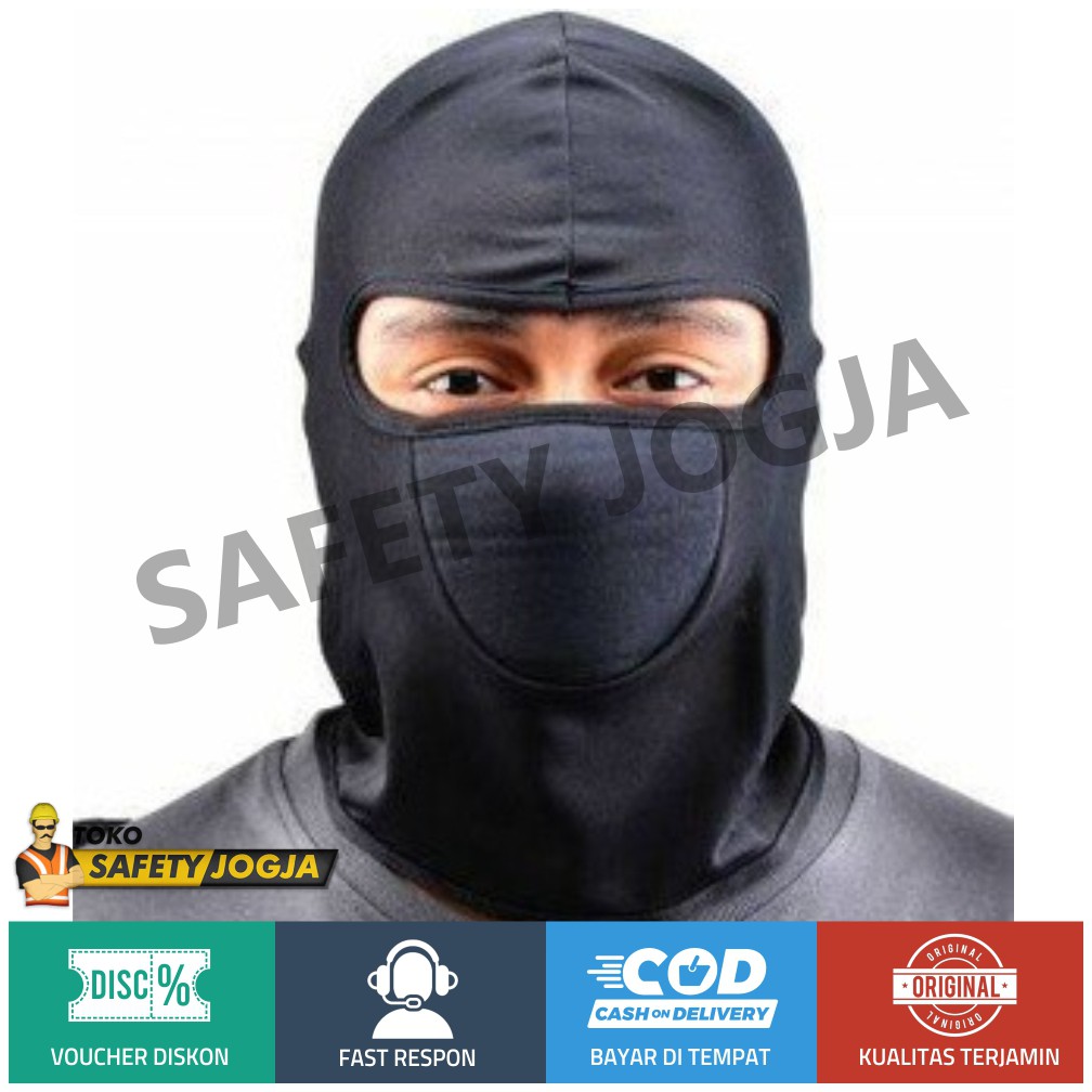 MASKER BALACLAVA BALAKLAVA SARUNG NINJA MOTOR KAIN HITAM KEPALA