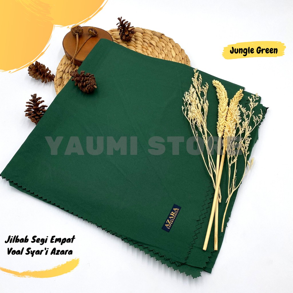 Azara Jilbab Segi Empat Jumbo Voal Oskara Syar'i 135 x 135 CM-Jungle Green