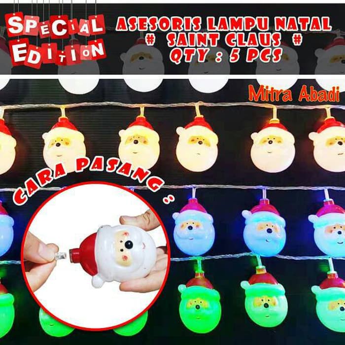 Aksesoris Hiasan Lampu Natal Model Santa Claus 1 SETT = 5 pcs